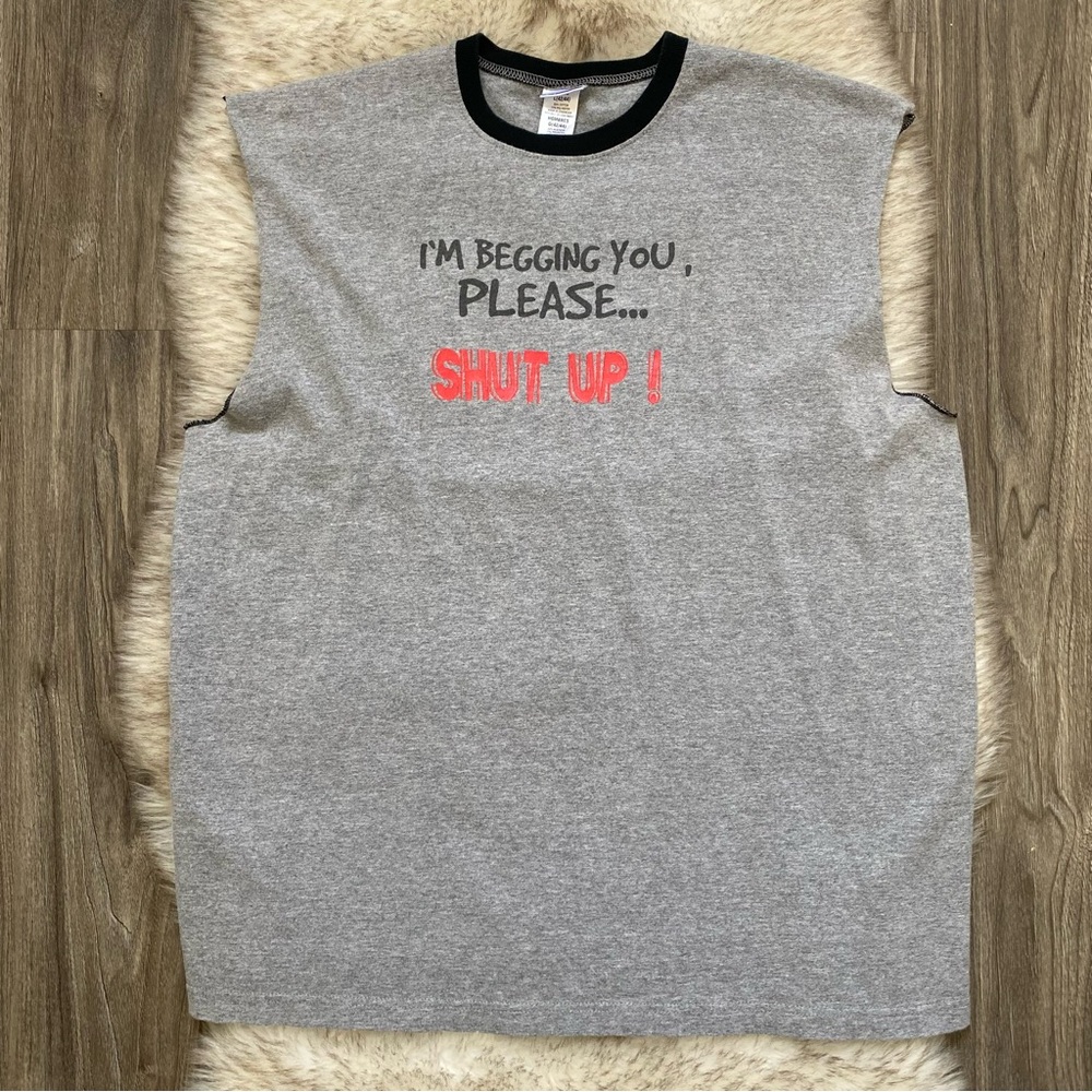 Y2K No Boundaries “Shut Up” Humor Funny Joke Tank Top